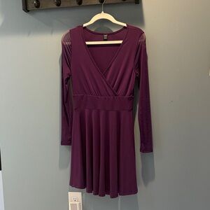 SHEIN Deep Purple Long Sleeve Dress